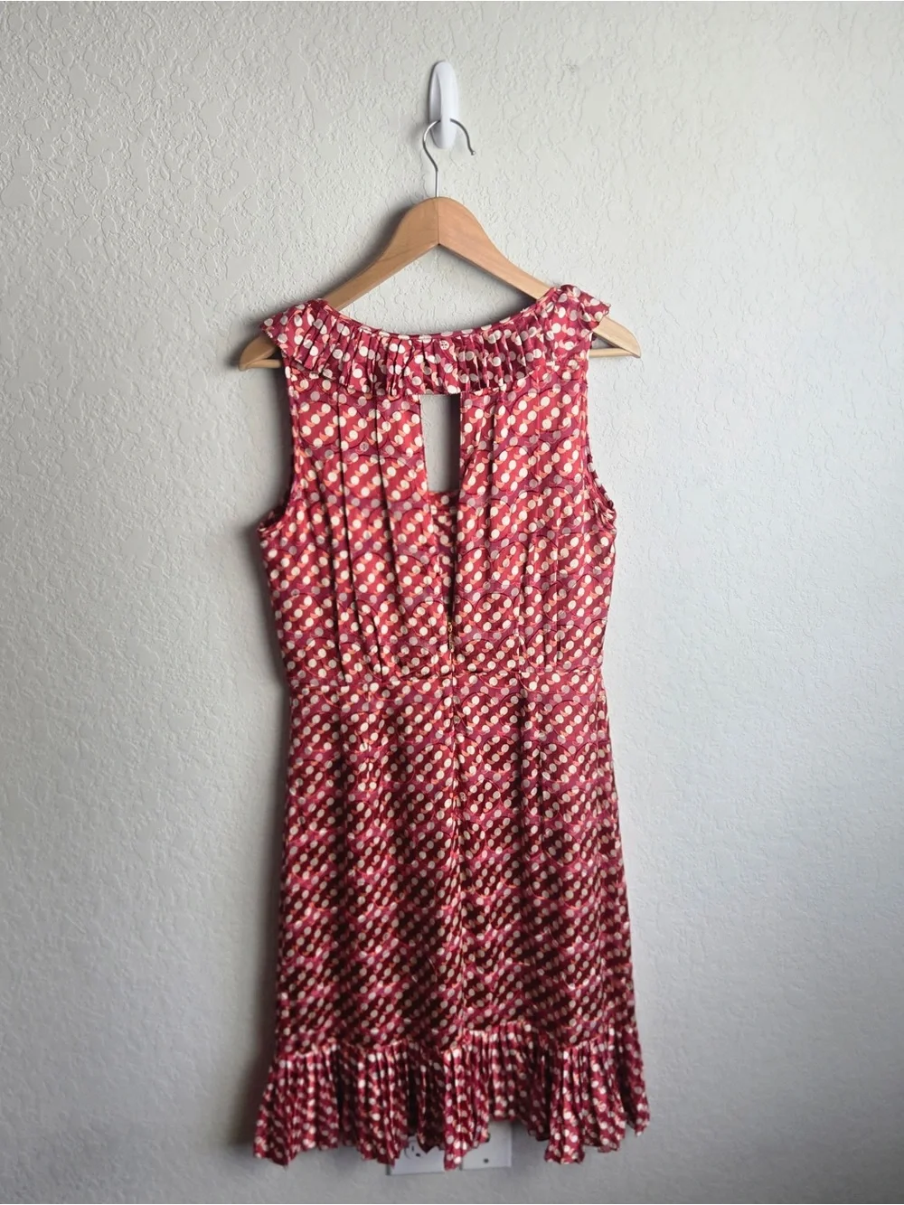 Tory Burch Janetta Circle Clip Dot Print Jacquard Dress 8 Orange Red Women’s